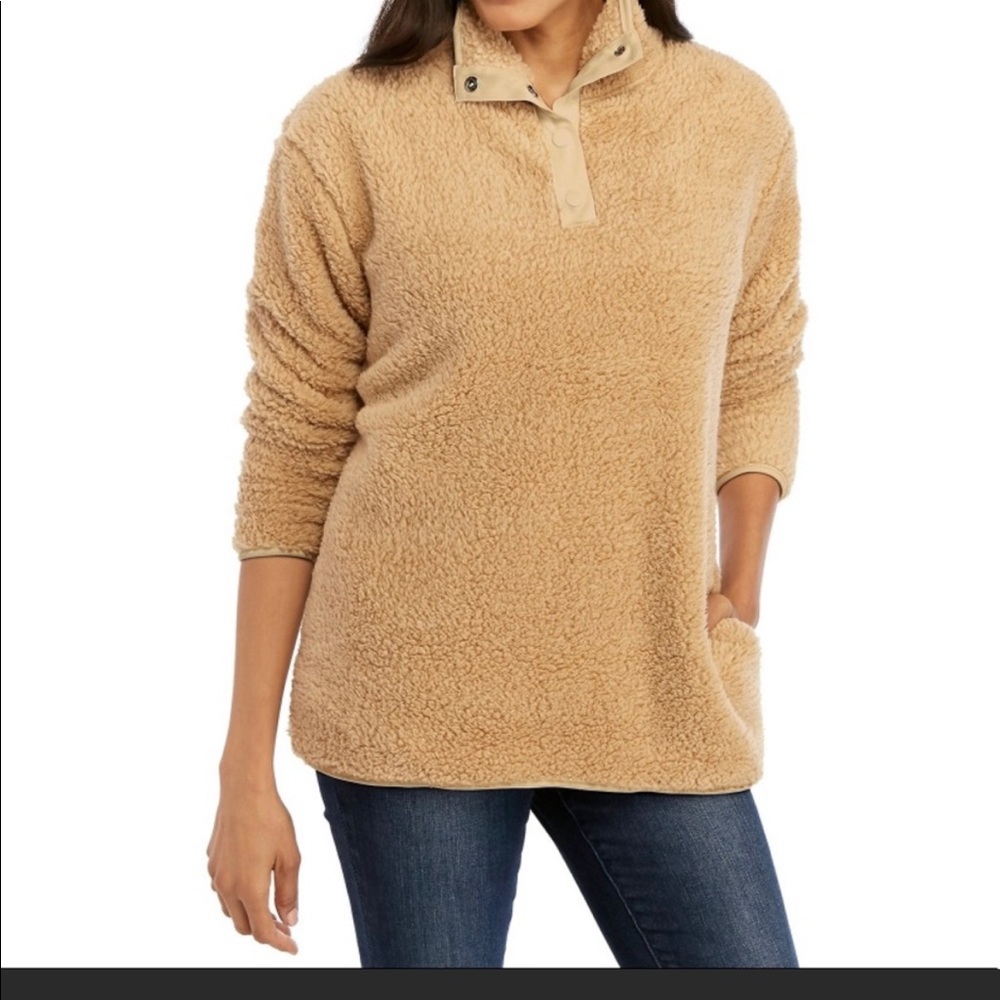 Tan Mock Neck Jacket - Picture 2 of 2